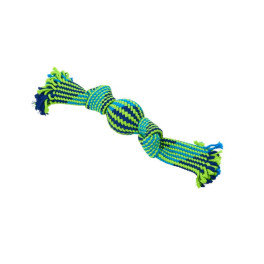 BUSTER Colour Squeak Rope m/vinylbold, bl&aring;/lime, M, 33 cm